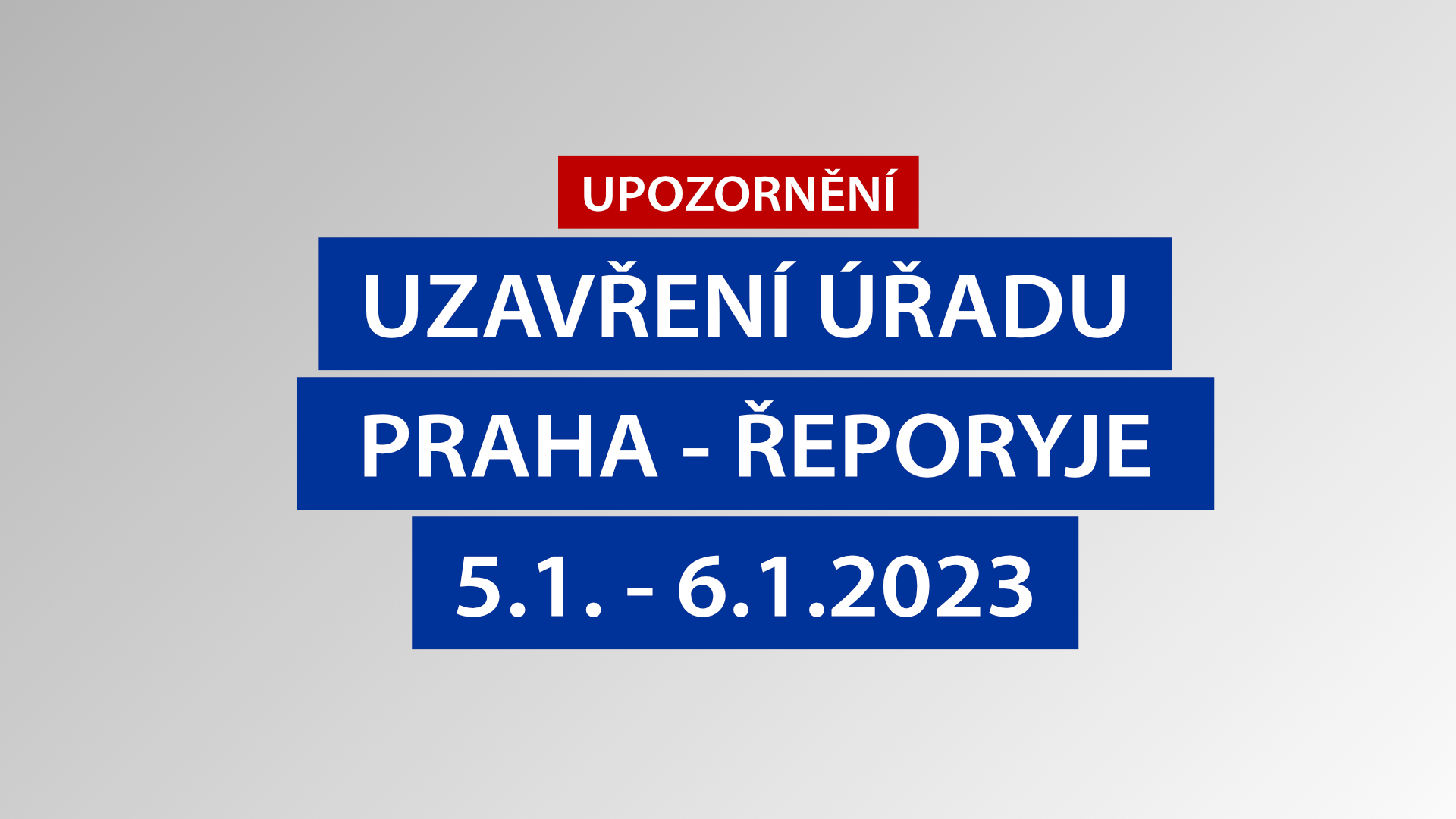Uzavření ÚMČ Praha - Řeporyje ve dnech  5.1.  a 6.1. 2023